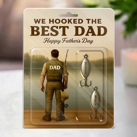 Hooked on Dad – Custom Acrylic Fishing Gift for Fathes Day, Grandpa, and Fishing Lovers